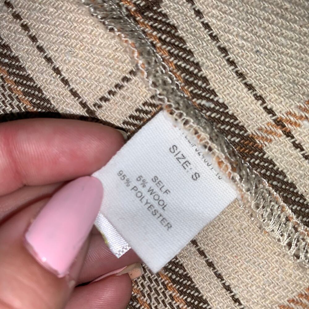 NWT Altar'd State Neutral Wool Blend Waterfall Beige Plaid Vest Size: Small - Picture 7 of 13